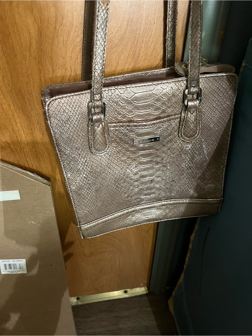Liz Claiborne Bronze Metallic Faux-Snake Tote